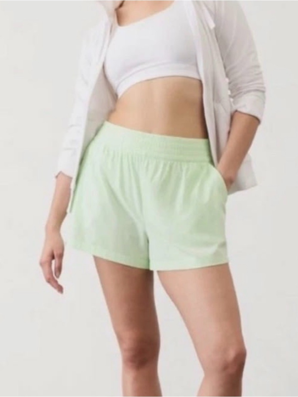 Athleta Mint Elastic-Waist Athletic Shorts